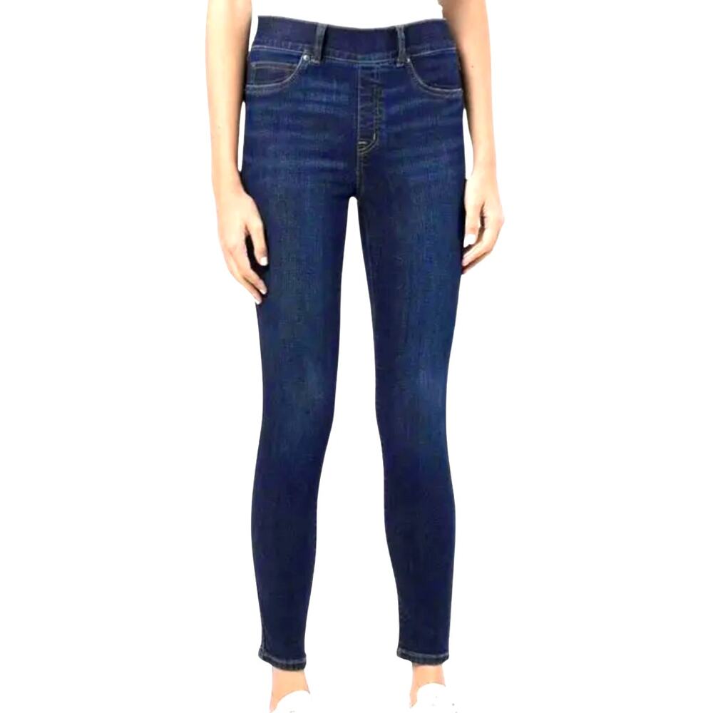 Spanx High Rise Skinny Ankle Jeans Medium-Dark Wash Denim Pull On Jean Sz L